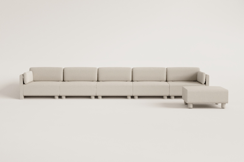 5-piece modular sofa and pouf in Artemisa bouclé fabric