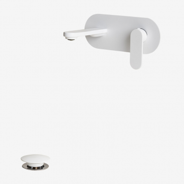 Alameda Brass Built-in Basin Tap Set And Orveta Click-clack Basin Drain Valve White & Valve With Overflow - Sklum