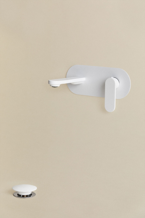 Alameda brass built-in basin tap set and Orveta click-clack basin drain valve - White