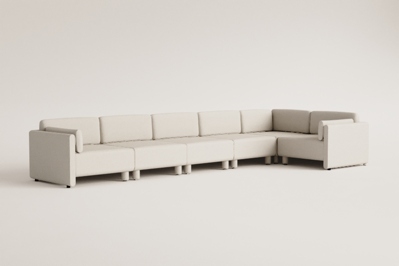 6-piece right-hand corner modular sofa in Artemisa bouclé fabric