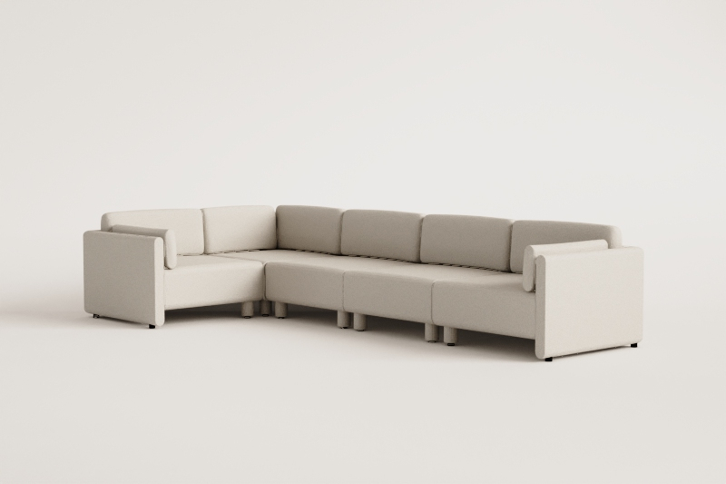 5-piece left-hand corner modular sofa in Artemisa bouclé fabric