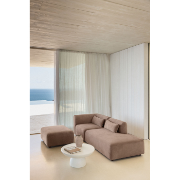 Fogler 2-piece Modular Corner Sofa With Right-hand Chaise And Pouf Corduroy Camel Brown - Sklum