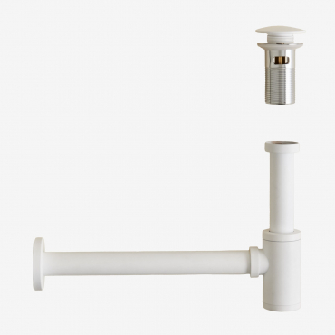 Bibur Stainless Steel Sink Trap Set And Orveta Click-clack Sink Drain Valve White & Valve With Overflow - Sklum