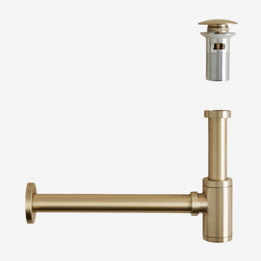 Bibur Stainless Steel Sink Trap Set And Orveta Click-clack Sink Drain Valve Golden & Valve With Overflow - Sklum