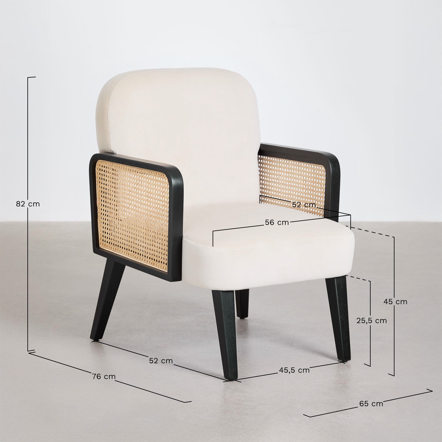 Icon velvet armchair, medidas