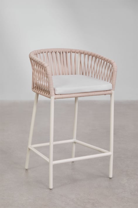 High stool with armrests in braided rope Arhiza