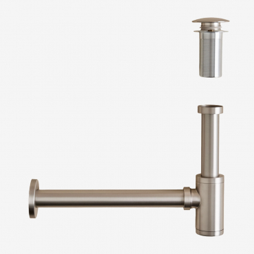 Bibur Stainless Steel Sink Trap Set And Orveta Click-clack Sink Drain Valve Grey Brass & Valve Without Overflow - Sklum