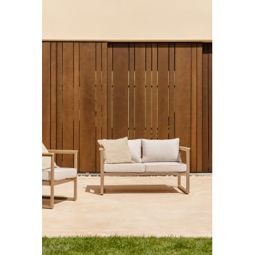 2-seater Garden Sofa In Aluminium And Acacia Wood Lipov Brown Moka - Sklum