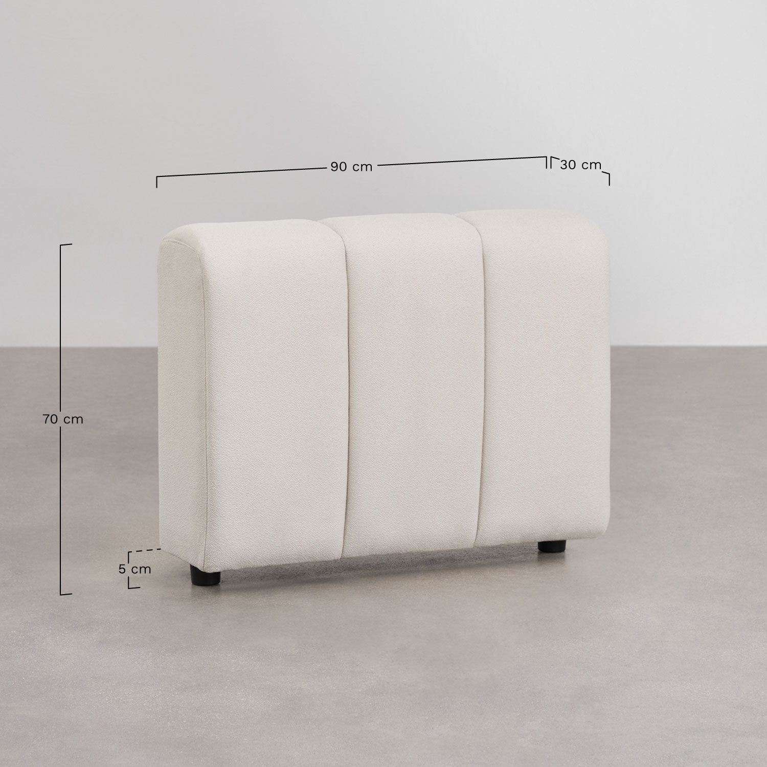 Right armrest for modular sofa in Eliot bouclé fabric, medidas