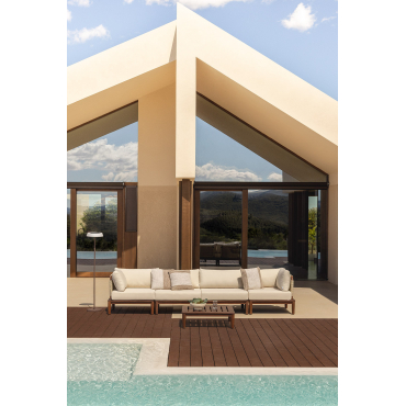 Giulia 4-piece Modular Garden Sofa Set With 2 Corner Armchairs And Acacia Coffee Table Dark Acacia Brown - Sklum