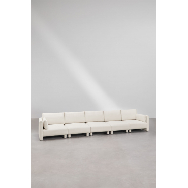 5-piece Modular Sofa In Artemisa Bouclé Fabric Bouclé Cream Beige - Sklum