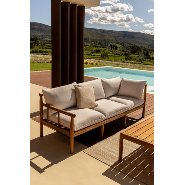 Melvin 3-seater Acacia Wood Garden Sofa Acacia Brown - Sklum