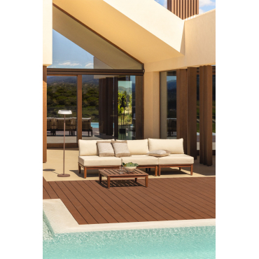 Giulia 3-piece Modular Sofa Garden Set With Acacia Coffee Table Dark Acacia Brown - Sklum