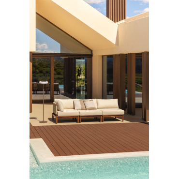 Giulia 3-piece Modular Garden Corner Sofa In Acacia Dark Acacia Brown - Sklum