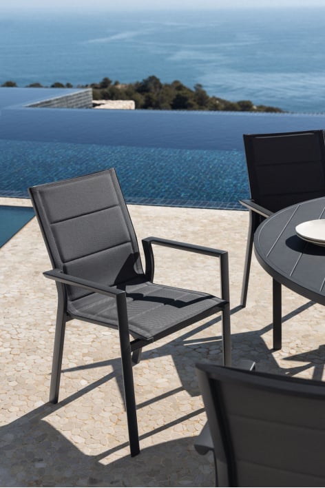 Stackable garden chair with aluminum armrests Karena - Grey Graphite