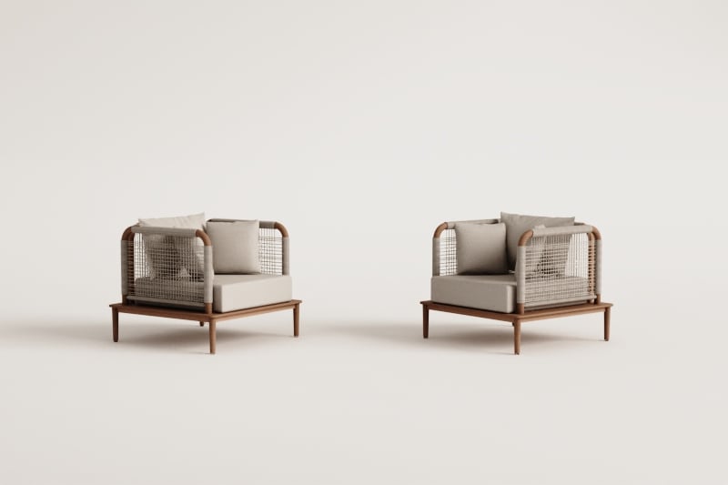 Pack of 2 Giulia acacia wood armchairs