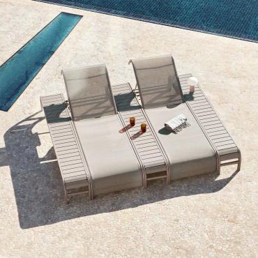 Set Of 2 Reclining Lounge Chairs And 3 Side Tables In Marietta Steel Brown Moka - Sklum