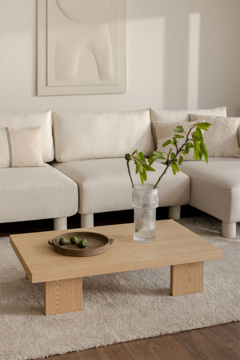 Rectangular coffee table 100x60 cm in MDF and Bernay veneer - Natural Wood