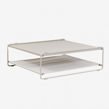 Amaro Steel Convertible Garden Side Table Into A Pouf Tapioca Beige - Navy Blue - Sklum
