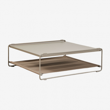 Amaro Steel Garden Side Table Convertible Into A Pouf Tapioca Beige - Brown Frappé - Sklum