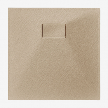 Square Non-slip And Extra-flat Smc Resin Shower Tray Soho Light Sand Brown & 80 X 80 Cm - Sklum
