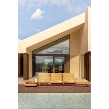 Amaro Garden Set With 3-piece Modular Sofa, Side Table, And Convertible Ottoman Honey Yellow - Red Clay - Sklum