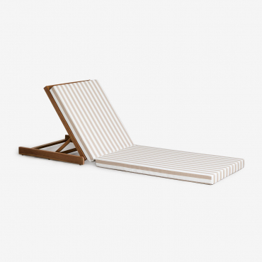 Idaira Reclining Lounger In Acacia Wood Gardenia White - Almond Beige & Dark Acacia Brown - Sklum