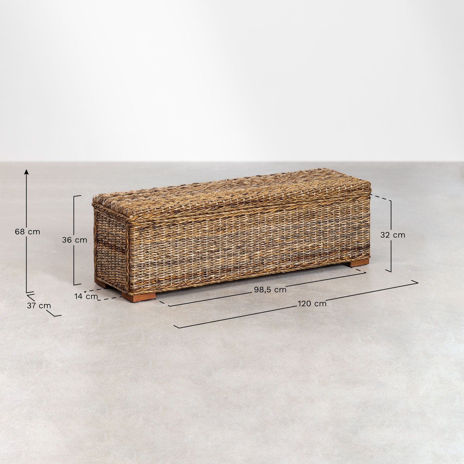 Zunil wooden chest, medidas