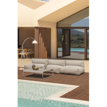 Garden Set With 3-piece Modular Sofa And Oporto Coffee Table Brown Moka - Sklum