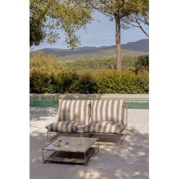 Amaro 2-piece Modular Sofa Garden Set With Convertible Side Table Tapioca Beige - Brown Frappé - Sklum