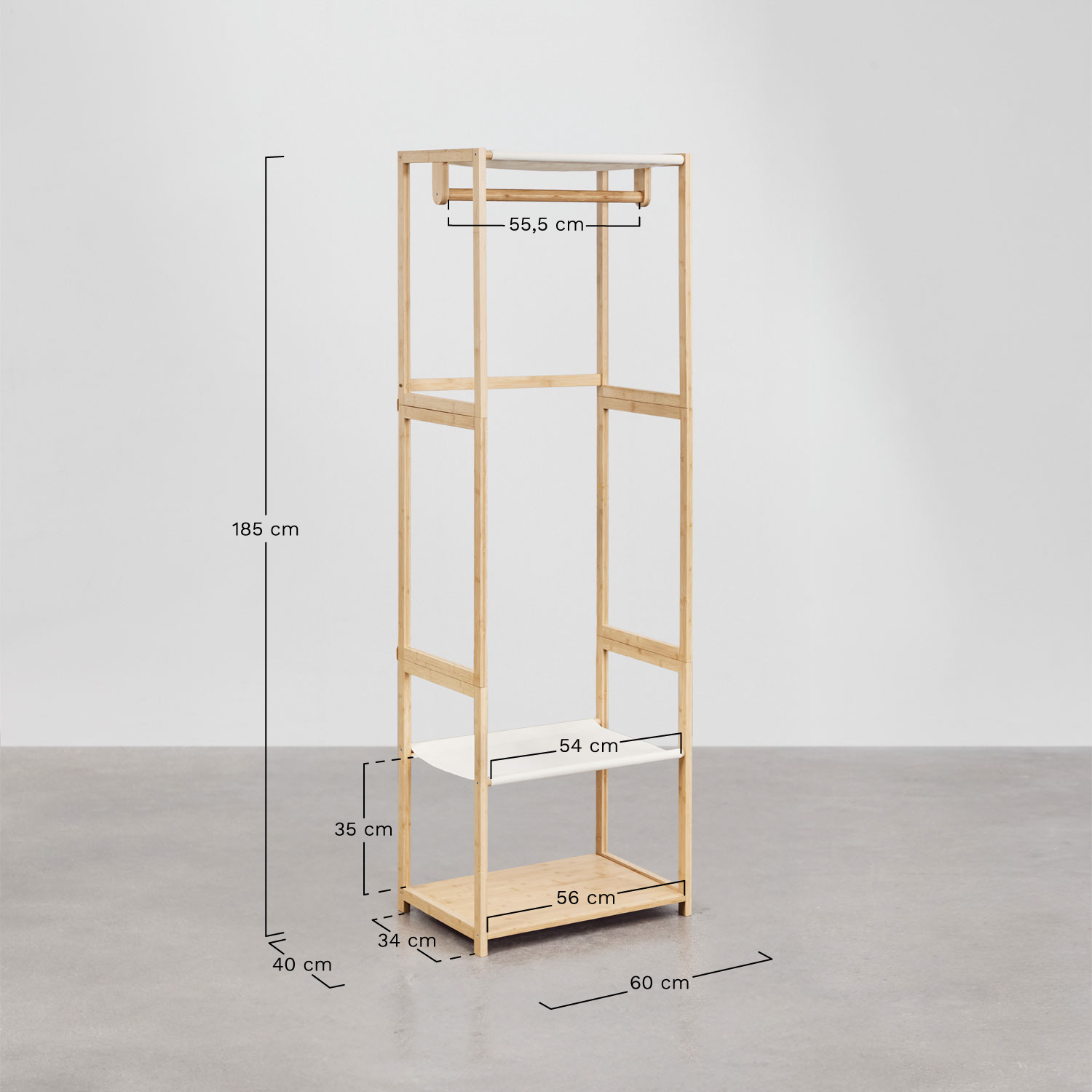 Deneb bamboo open wardrobe, medidas