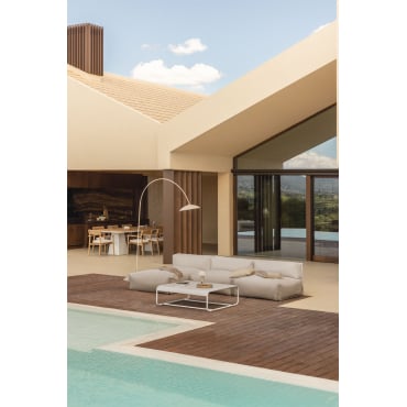 Porto Garden Set With 3-piece Modular Chaise Longue Sofa And Coffee Table Tapioca Beige - Sklum