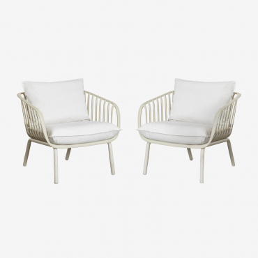Pack Of 2 Aradina Iron And Polypropylene Garden Armchairs Beige Nature - Sklum