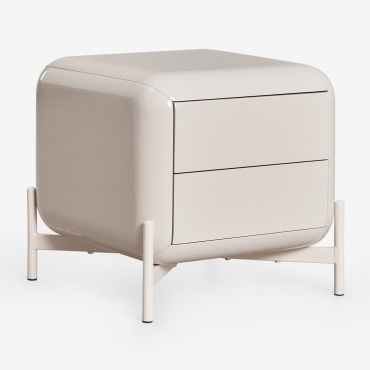 Pack Of 2 Square Bedside Tables 45x45 Cm In Alazne Mdf Tapioca Beige - Sklum