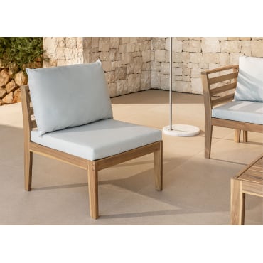 Central Module For Filips Modular Garden Sofa In Acacia Wood Light Grey - Sklum