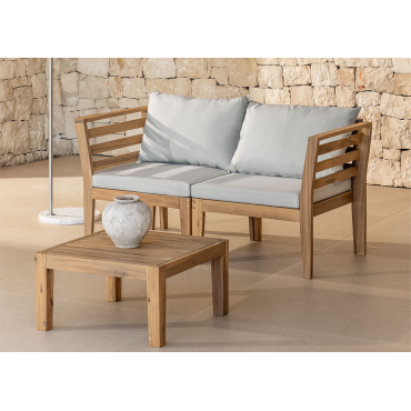 Filips 2-piece Modular Sofa Set With Armrests And Coffee Table Light Grey - Sklum