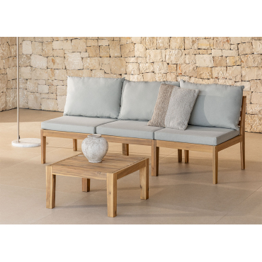 Filips Garden Set With 3-piece Modular Sofa And Coffee Table Light Grey - Sklum
