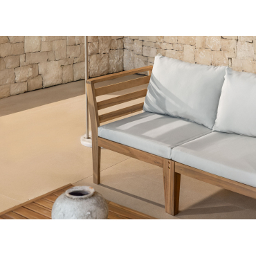 Left Corner Module For Modular Garden Sofa In Acacia Wood Filips Light Grey - Sklum