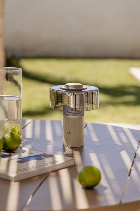 Elfriede Wireless LED Outdoor Table Lamp in Glass and Steel