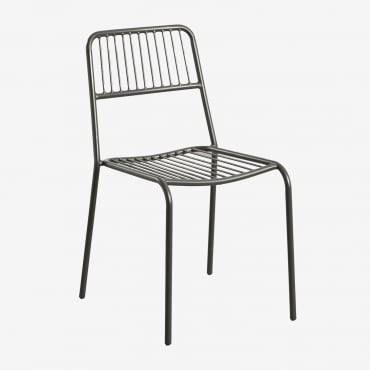 Pack Of 2 Elton Stackable Garden Chairs Carbon Black - Sklum