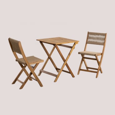 Delawer Classic Folding Garden Table And 2 Chairs Set Brown Wheat - Sklum