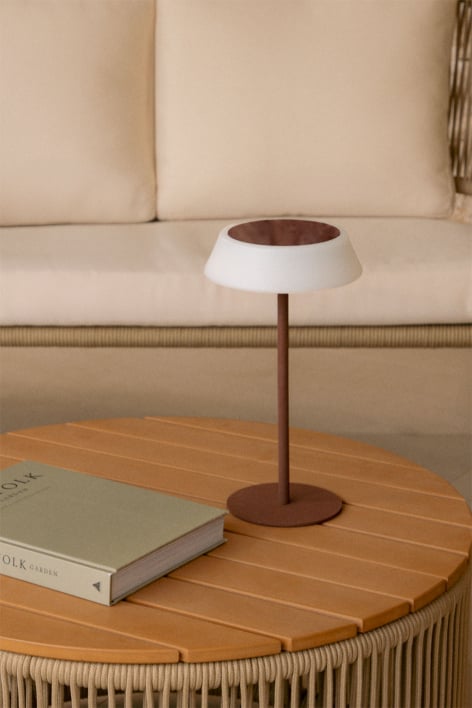 Ulenia wireless LED solar outdoor table lamp in polyethylene and iron