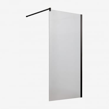 Fixed Shower Screen With 8 Mm Tempered Glass And Bristol Aluminum Matte Black & Clear & 100x195 Cm - Sklum
