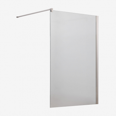 Fixed Shower Screen With 8 Mm Tempered Glass And Bristol Aluminum Brushed Grey & Clear & 120 X 195 Cm - Sklum