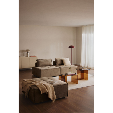 2-piece Modular Sofa And Ottoman In Vermont Fabric Fabric Sand Brown - Sklum