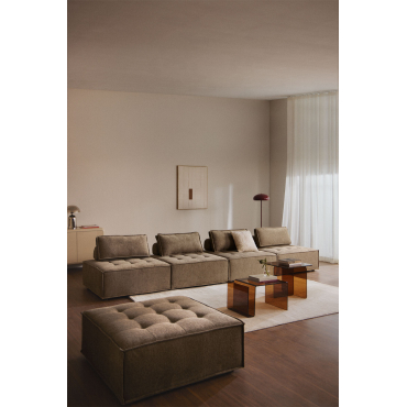 4-piece Modular Sofa And Ottoman In Vermont Fabric Fabric Sand Brown - Sklum