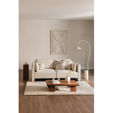 2-piece Modular Sofa In Artemisa Bouclé Fabric Bouclé Cream Beige - Sklum