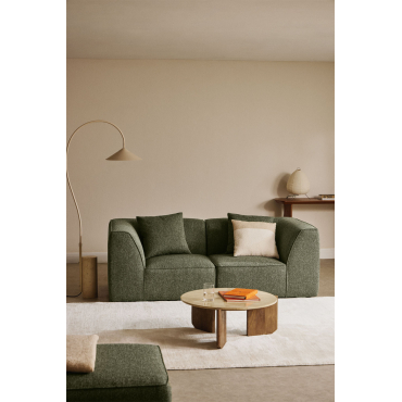 Cardea Upholstered 2-piece Modular Sofa Green Sage Bouclé - Sklum