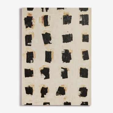 Decorative Canvas 100x140 Cm Hand Painted Pivara White - Black - Sklum