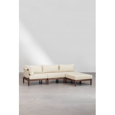 3-piece Corner Modular Sofa And Ottoman In Acacia Giulia Beige Cream - Sklum
